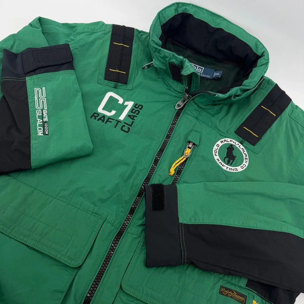 Polo Ralph Lauren Rafting Jacket Men XL Green Black C1 Raft Class Slalom Utility